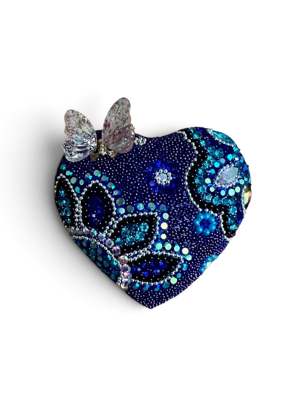 NWOT Crystal Butterfly Heart Brooch - Blue